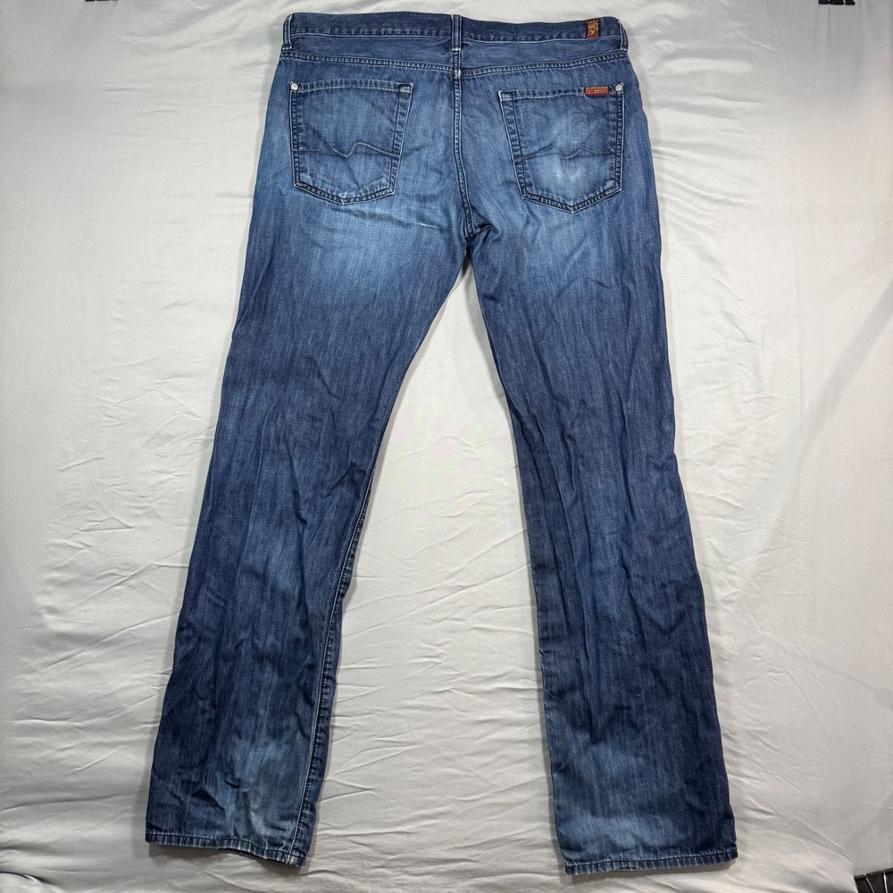 7 For All Mankind Standard Straight Leg Jeans Blue Button Fly Mens 36 (37x34) - Picture 3 of 10